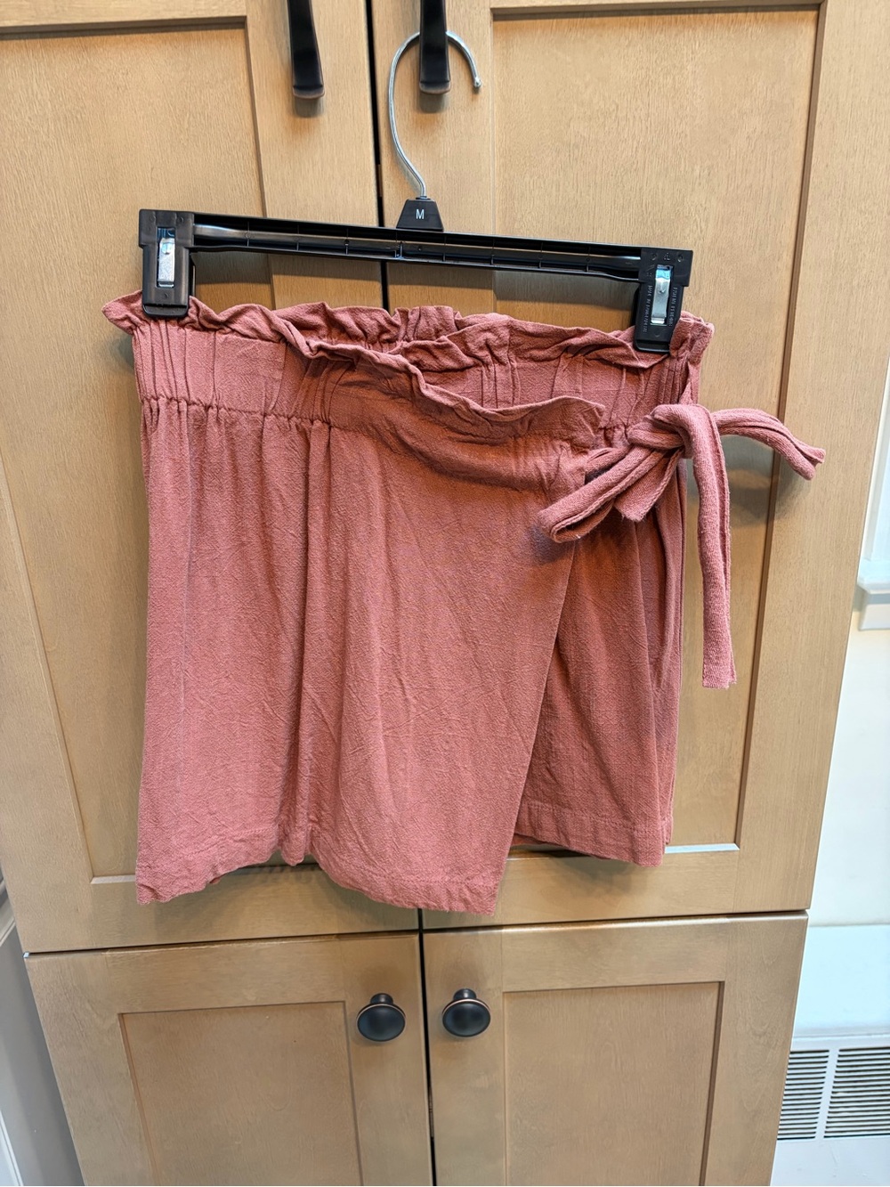 Dusty Rose Tie-Waist Paperbag Skort